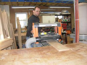 Planing all the boards down to 3/4" thick