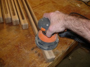 Sanding the spindles