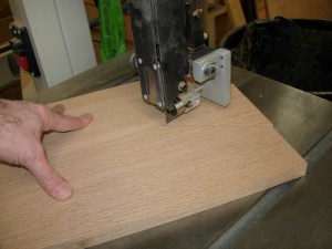 Cutting the vee notch on the band saw