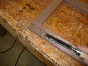 Cleaning mortises on the frame