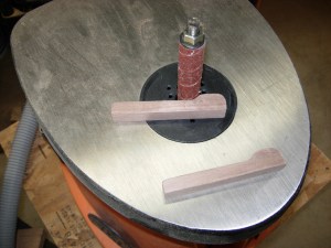 Shaping the retainers on the spindle sander