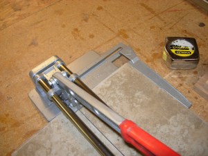 Cutting a tile to fit the top shelf