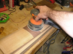 Sanding the newly cut face