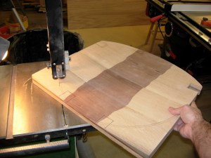 cutting the seat shape on the bandsaw