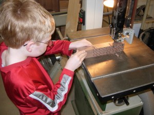 Adam cutting out the plugs