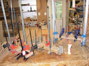 clamping up the first three seat pieces