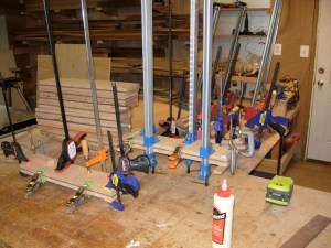 Glueing the stretchers and seat backs