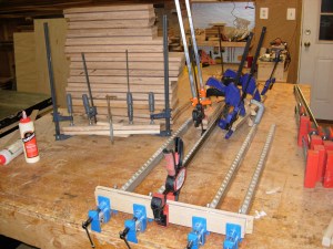 Glueing the stretchers and seat backs