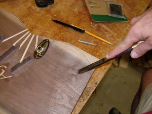 Carving the jack cavity with a spindle gouge.
