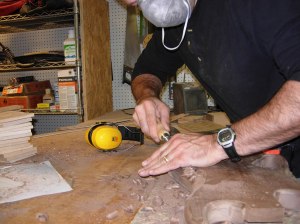 Romiving wood with a chisel