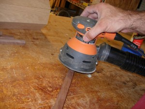 Sanding the trim pieces
