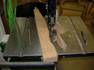 Cutting an arm on the bandsaw