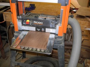 Planing down the walnut veneer