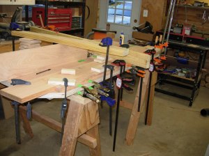 Glueing on two more strips of veneer