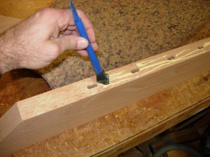 Yellow glue with the grain