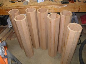 All seven columns, glued and filled