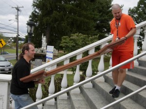 Ken and I carrying the altar base