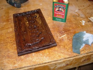 First coat of Tung oil applied