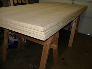 Seven sheets of 3/4" oak plywood