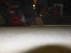 Cutting along the straight edge