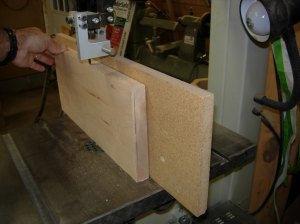 Finishing the re-saw on the band saw