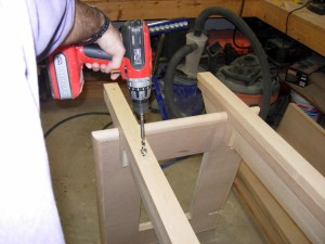 Drilling counter bores to mount the top rail