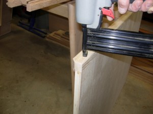 Attaching the banding with 2" brads