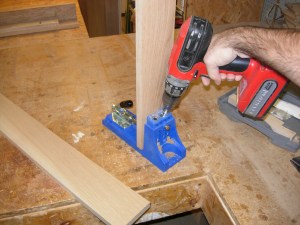 Drilling pocket holes on the front trim pieces