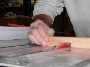 Cutting out the notch on the table saw