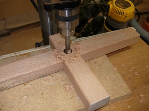 Drilling out the cross beams