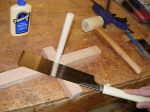 Setting and cutting a 3/4" dowel