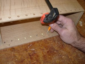 Spreading glue in holes