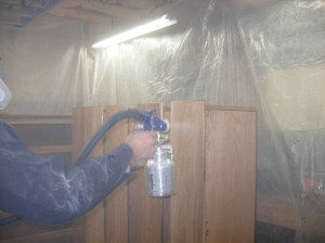 Spraying the drawers