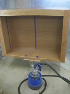 Upper cabinet sprayed
