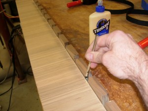 Lined up and glue applied