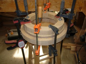 Lower three hoops glued and clamped