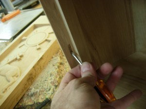 Cleaning the mortise with a little screw driver