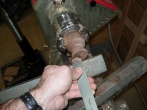 Cutting a finial on the lathe