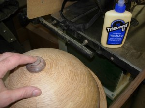Glueing the finial in place
