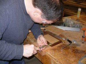 Cutting out the hinge pocket in the top