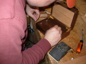Sanding the glue attachment points