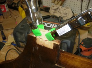 Shim glued and clamped