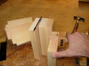 Laying out the four extensions for the footboard