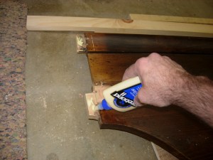 Applying glue to the existing tenons