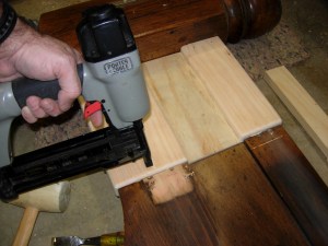 Brad nails to hold the tenons in place while they dry