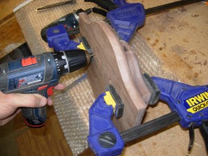 Drilling the pilot hole through the front piece