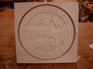 The finished logo plaque