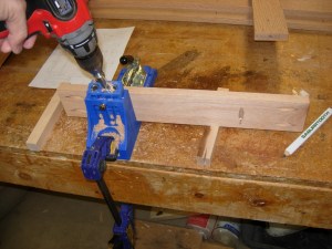 Drilling the pocket holes 