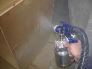Spraying the cabinet boxes