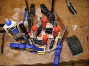 Clamping the two halves together